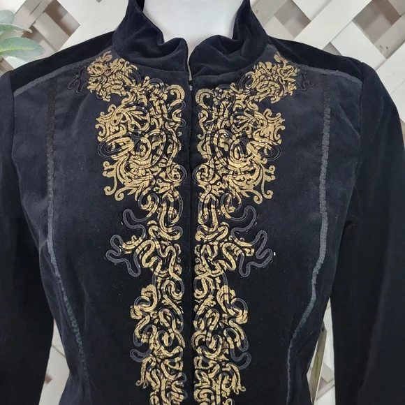 NWT Reba Silver Lining Black Velvet Blazer Size Small